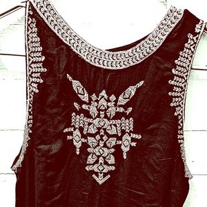 Tank top, casual long embroidered